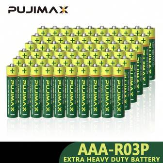 PUJIMAX 4/20/40/60 stuks, AAA-koolstofbatterij, geschikt voor afstandsbediening, wekker, deurbel, gasfornuis, boiler, autosleutels, gamepad, zaklamp, hoge prestaties, duurzaam en langdurig [niet-oplaadbare batterij, Niet opladen]