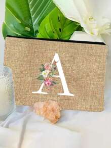 1 túi đựng mỹ phẩm in chữ cái A-Z, quà tặng cho bé gái, túi đựng đồ in họa tiết chữ cái tối giản phong cách retro dễ thương, túi trang điểm, túi đựng đồ nhỏ, túi đựng đồ vệ sinh cá nhân, ví cầm tay, túi đựng đồ gấp gọn nhẹ, túi mua sắm tối giản, ví cầm tay quà tặng giáo viên, túi đựng đồ cho y tá/bác sĩ/giáo viên, thích hợp để đựng đồ trang điểm cá nhân khi đi du lịch, túi đựng mỹ phẩm, túi đựng đồ trang điểm. - Màu Khaki - Xem 8