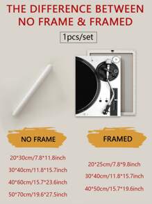 1片黑白色黑膠唱片音響壁畫,復古樂器海報 - 黑與白 - 查看 2