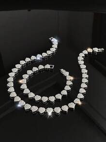 Colar com Pingente de Cubo em Forma de Coração de Hip Hop, Prateado, Dia dos Namorados, Dia das Mães, Presente