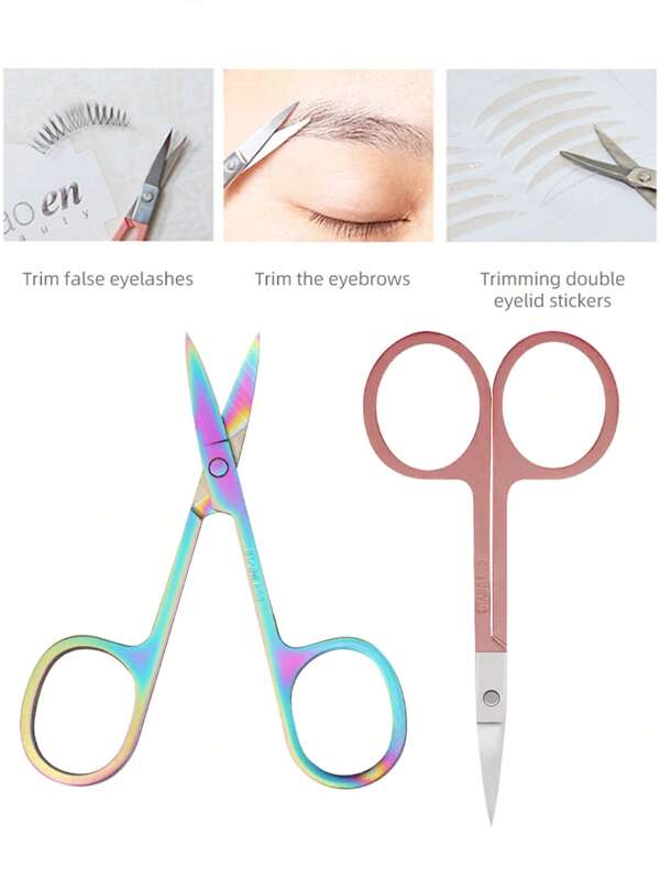 Multifunctional Stainless Steel Small Size Eyelash, Beauty Eyebrow Scissors Tool, Eyeshadow Sticker, Eyebrow Trimmer, Nose Hair Clipper, Safe Scissors, Beginner Makeup Eyelash