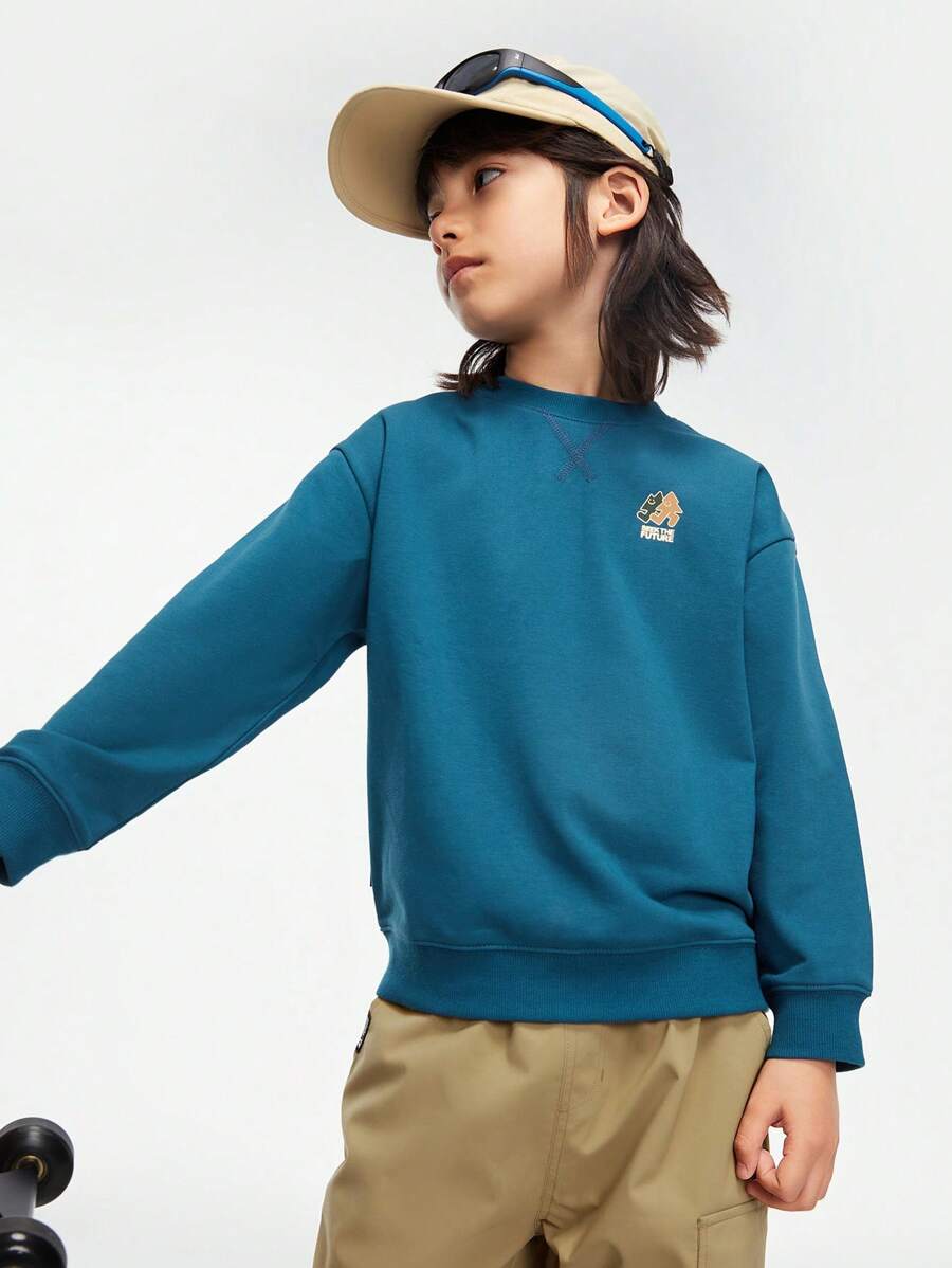 Balabala 儿童功能性运动运动衫，2024 年秋季，亲肤、生物基、吸湿排汗、快干 - 墨綠色 - 查看 1