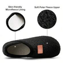 家居拖鞋男女款，舒適保暖襪子鞋，軟橡膠底墊，適用室內/室外 - 黑色 - 查看 2