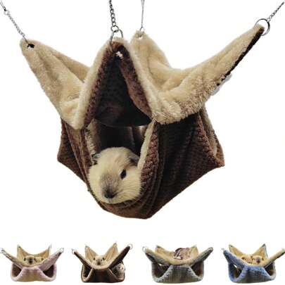 1pc Soft Coral Fleece Dual-Color Anti-Bite Chain-Style Small Pet Dual-Layer Warm Hanging Bed Suitable For Hamsters, Sugar Gliders, Squirrels And Other Small Climbing Pets To Rest And Sleep, Removable And Washable, Multiple Colors And Sizes Available For Fall And Winter