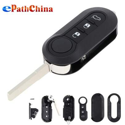 3 Buttons Car Key Remote Control Folding Housing Replacement Fit For Fiat 500 / Punto, Wear-Resistant Keyless Entry Remote Key Fob