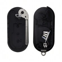 3 Buttons Car Key Remote Control Folding Housing Replacement Fit For Fiat 500 / Punto, Wear-Resistant Keyless Entry Remote Key Fob - Black - View 4