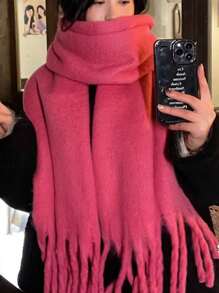 1pc Solid Color Women's Winter Scarf,  Winter Warm Neck,Autumn And Winter New Tassel Long Scarf, High-End And Thickened Warm And Cold Resistant Multifunctional Shawl Scarf, Suitable For Daily Use By Men And Women Accessories Women
