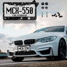 1pc/2pcs Stylish Shiny Butterfly License Plate Frames Upgrade Your Car - Great For Women And Girls!