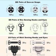 100Pcs Sewing Hooks And Eyes Set Sew-On Snap Buttons DIY Clothing Button Sewing Closures Snaps Kit For Clothes Bags Sewing Craft