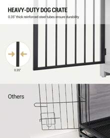 HaluPeit Dog Cage Furniture, Dog Box, 2 Doors, Modern Dog House For Small/Medium/Large Dogs Up To 100 Kg, Side Table, Dog House For Home, 60 X 100 X 68 Cm - 棕色 - 查看 7