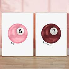 2pcs/Set Lucky 8 Ball Canvas Painting, Retro Lips & Newspaper Poster, Y2K Minimalist Art Pink & Red, Frameless Wall Decor, Suitable For Dorm, Living Room, Home Office - Perfect Couple Gift - Multicolor - View 28