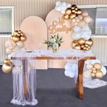 Hochzeits-Tischdecke mit Kunstperle für Empfang, Bridal-Shower, Dessert-Tisch, Hochzeits-Schleier aus Tüll, Chiffon und Perlen, Tischdecke, Linentischüberwurf, Spitzenstoff als beste Geschenke, Hochzeitstischdecke, Hochzeitsdekoration, Heimdekoration, Raum Dekoration, Party Geschenke, Braut Geburtstag Dekorationen, Party Dekorationen Junggesellenabschied - Verschiedenfarbig - Übersicht 1