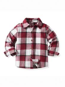 小男孩格子长袖宽松休闲衬衫，春秋