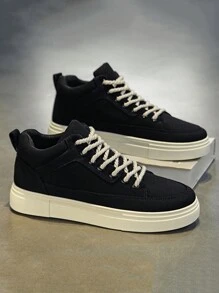 Men Fashionable Streetwear Style Skate Shoes, Comfortable Anti-Slip Casual Lace-Up Athletic Sneakers, Suitable For Outdoor Activities