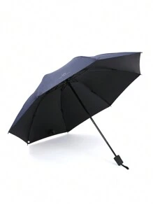 1pc 8-Rib Manual Brolly Umbrella, Black, Dual Use Rainproof & UV Protection