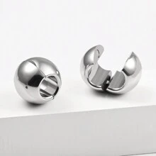 1pc 00g Ball Shaped Earring, Suitable For Stretched Ear Piercings, 10mm Stainless Steel Ear Gauge Expander, Body Piercing Jewelry - Sphere - View 4