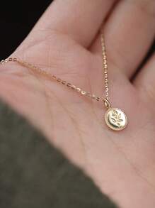 S925 Sterling Silver Plated 18K Gold Flower Carved Miniature Pendant Rose Necklace For Women Valentines