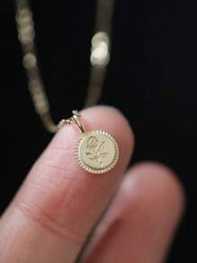 S925 Sterling Silver Plated 18K Gold Flower Carved Miniature Pendant Rose Necklace For Women Valentines