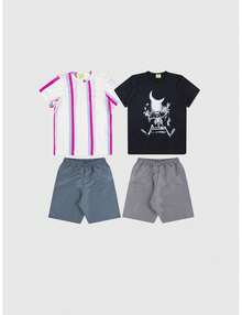 Kit 04 Pieces - 2 T-Shirts And 2 Shorts For Men Summer - 彩色 - 查看 1