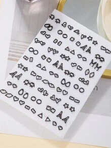 50 Pairs Assorted Rhinestone Star, Music Note, Bow Plastic Earrings Set For Girls, Random Color & Style, No Box, Suitable For Birthday Party - Multicolor - View 3