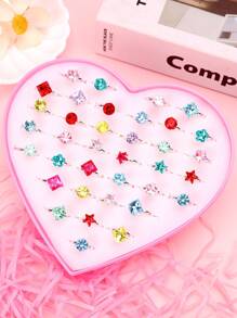 10/25/36/50/100pcs Kids Cartoon Rings, Matte Finish Rings, Assorted For Girls Pretend Play & Dress Up, Colorful Rings For Daughters & Granddaughters, Birthday/Party Favors, Children's Holidays Gifts