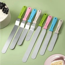 Angled Icing Spatulas Set - Stainless Steel &  Wheat Straw Handles, 6", 8", 10", 12" Sizes - Perfect For Cake Decorating, Cheese & Butter Spreading - Grey - View 1