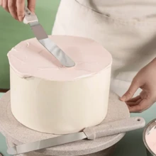 Angled Icing Spatulas Set - Stainless Steel &  Wheat Straw Handles, 6", 8", 10", 12" Sizes - Perfect For Cake Decorating, Cheese & Butter Spreading - Grey - View 5