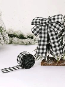 1 Pc Home Decor Decor Red And Black Plaid Ribbon Atmosphere Decoration Black And White Plaid Ribbon Plaid Fabric Ribbon,Valentine's Day Decoration, Wedding Decoration Birthday