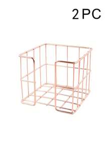 1/2pcs Modern Sticky Note Holder, Note Box + Business Card Holder Set, Metal Wire Desktop Sticky Note Holder, Rose Gold Note Holder, Cute Note Cube Stand, Dispenser, Office Desktop Organizer, Mesh Note Holder, Ballpoint Pen, Desktop Sticky Note Holder, For Home Office, School Desk Back To School