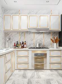 60米卷装装饰地板收边胶带，金/银框装饰接缝贴纸，防水墙贴家居装饰，瓷砖填缝胶带，自粘胶带，地板和墙面接缝密封胶带，附带说明书