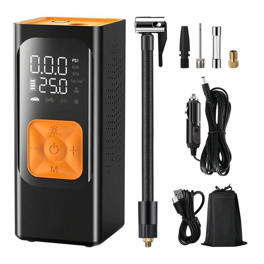 Máy bơm hơi lốp xe đạp di động 12V, máy bơm không khí lốp ô tô kỹ thuật số 150PSI có đồng hồ đo áp suất cho ô tô, xe máy, xe đạp, bóng và các loại bơm hơi khác