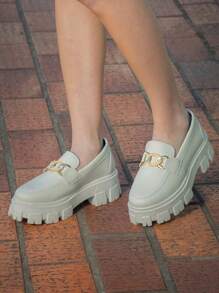 Women's Moccasin Tractorado Oxford Chunky Platform - Màu be - Xem 2