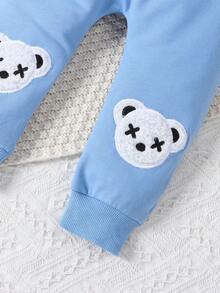 2pcs/Set Infant Baby Boys' Fashion Casual Bear Embroidery Crew Neck Long Sleeve Sweatshirt And Harem Pants Outfit, Autumn/Winter