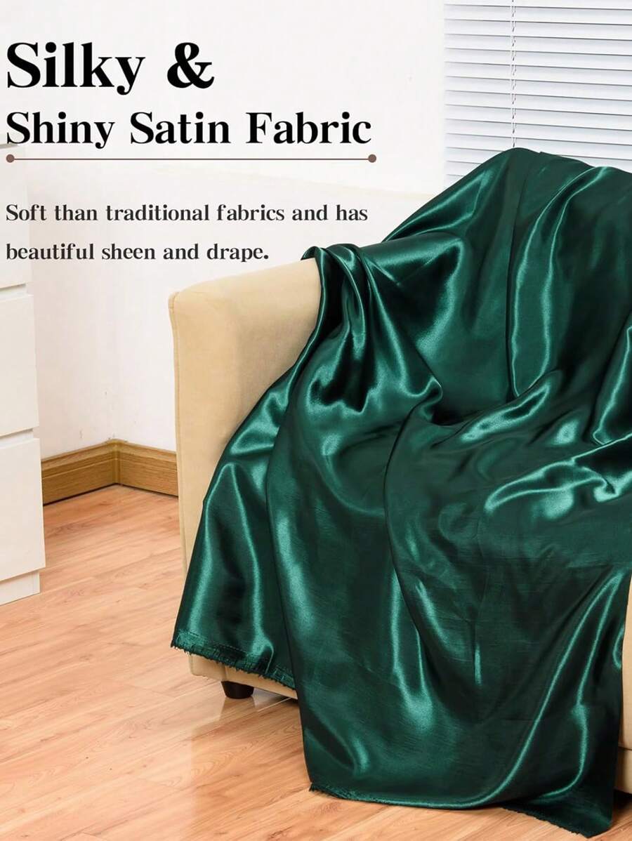 1pc Dark Green Satin Fabric, Suitable For Christmas Decoration, Wedding Dress, Birthday Party, Dining, Room Decor