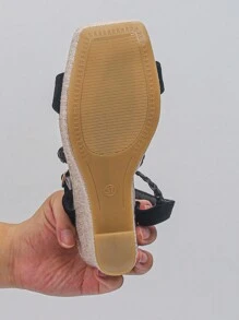 Women's Platform Wedge Sandals,Thick Bottom Heels,Slimming - Black - View 5