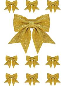 两件套闪亮蝴蝶结装饰品，包括蝴蝶结花环、蝴蝶结树和领结，是家居装饰、圣诞节装饰、房间装饰、冬季圣诞节装饰、家居圣诞礼物和圣诞装饰品的理想之选。 - 彩色 - 查看 13