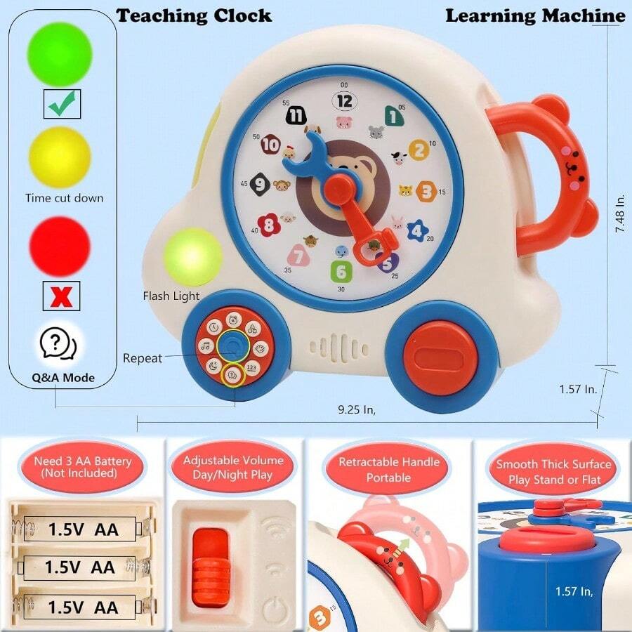 COUOMOXA Learning Clock For Toddlers Interactive Educational Toy With