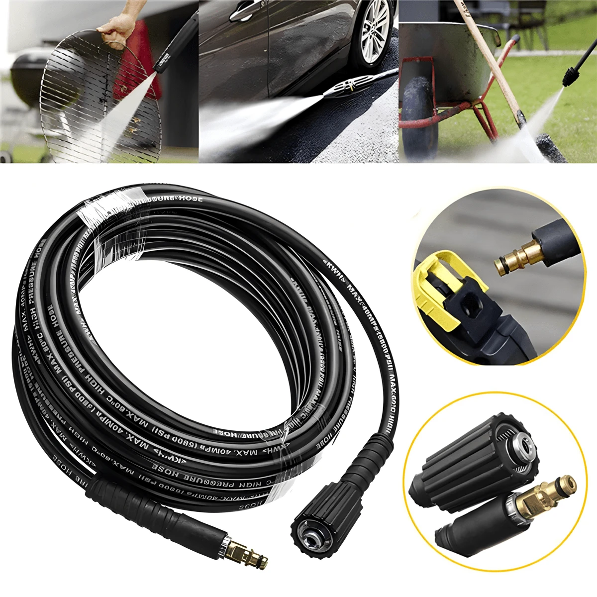 Manguera De Alta Presión 10 M Para Hidrolavadora Karcher - Negro - Ver 1