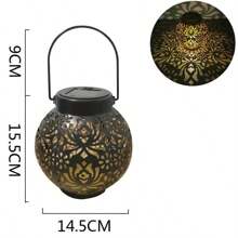 1/2 stuks op zonne-energie werkende metalen holle pioenlantaarn, waterdichte buitenverlichting voor tuin en landschap, decoratieve hanglamp