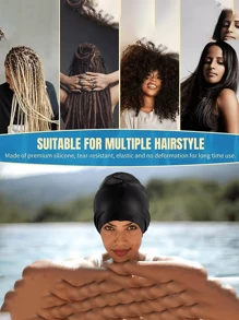 قبعة السباحة فائقة الحجم للنساء والرجال، تصميم خاص لقبعة السباحة للشعر الطويل السميك المجعد والضفائر والضفائر الضفيرة وأفرو؛ السيليكون للحفاظ على جفاف شعرك