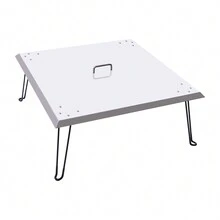 kangten Fire Pit Stainless Steel Lid For Fire Bowl Square Fire Pit Heat Deflector Fire Pit Cover Foldable Fire Pit Lid - 銀色 - 查看 6