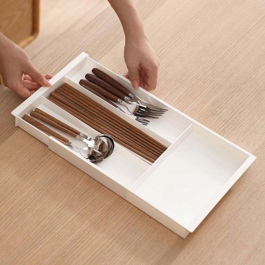 Adjustable Drawer Organizer Box, MultiFunctional Plastic Cutlery Tray