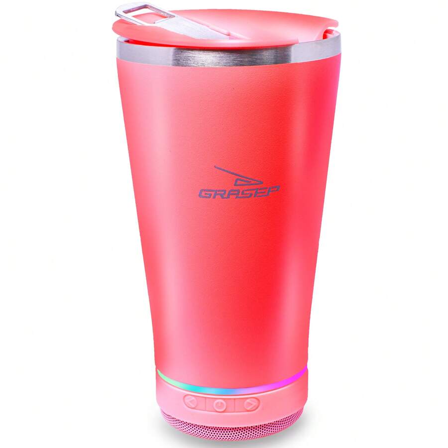 Bluetooth Thermal Cup Sound Beer Speaker RGB LEDs Stainless Steel Bottle Opener 473ml - Đỏ - Xem 1