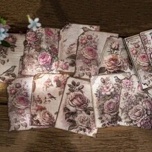 30 张/包动物和花卉主题剪贴簿纸、DIY 装饰工艺纸、节日礼物、手工拼贴材料、个性化剪贴簿用品、学校文具用品（6 种不同设计） - 玫瑰紅 - 查看 8