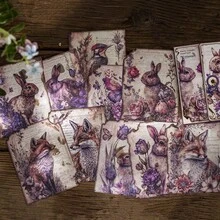 30 张/包动物和花卉主题剪贴簿纸、DIY 装饰工艺纸、节日礼物、手工拼贴材料、个性化剪贴簿用品、学校文具用品（6 种不同设计） - 玫瑰紅 - 查看 7
