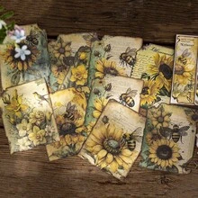 30 张/包动物和花卉主题剪贴簿纸、DIY 装饰工艺纸、节日礼物、手工拼贴材料、个性化剪贴簿用品、学校文具用品（6 种不同设计） - 玫瑰紅 - 查看 6