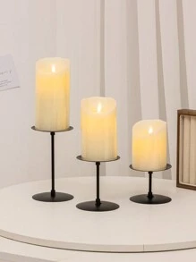 3 件套豪华金属烛台，家庭聚会婚礼餐厅浪漫烛光晚餐装饰，法式复古优雅风格，简约美学装饰品，房间装饰，礼物 - 黑色 - 查看 2