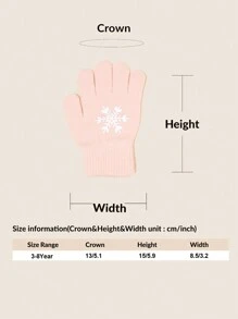 2 Pairs Kids Snowflake + Cat Face Printed Knitted Fingerless Gloves Set, Suitable For Daily Warmth And Cold Protection In Winter - Multicolor - View 6