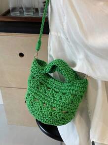 Women's Summer Crochet Beach Bag Small Beach Bag Lightweight Mini Crossbody Shoulder Bags For Beach Travel - màu xanh lá - Xem 1