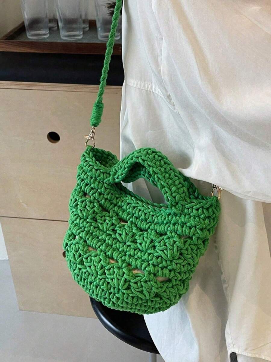 Women's Summer Crochet Beach Bag Small Beach Bag Lightweight Mini Crossbody Shoulder Bags For Beach Travel - màu xanh lá - Xem 1